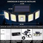Lampa cu incarcare solara NEXTLY, 300 x LED, 5 capete rotative la 360° si inclinate la 180°, unghi iluminare 270°, senzor de miscare si lumina, 3 moduri de functionare, control din telecomanda, waterp - imagine 8