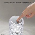 Lampa decorativa NEXTLY, tip veioza, lumina ambientala, 3 moduri de iluminare, touch control, cristal acrilic, alb - imagine 5