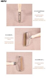 Perie pentru curatare scame si par de animale NEXTLY, reutilizabila, ergonomica, maner lemn, lama cupru - imagine 7