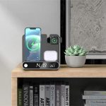 Incarcator wireless 3 in 1, incarcare rapida, NEXTLY, pentru telefon, AirPods, iWatch, afisaj digital, ceas, termometru, alarma, 15W, negru - imagine 8