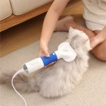 Perie cu uscator pentru caini/pisici 2 in 1 NEXTLY, 3 capete interschimbabile, 3 moduri de uscare, buton pentru indepartarea parului, zgomot redus, 600W, alb-albastru - imagine 11