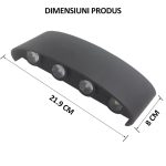 Aplica LED de perete, NEXTLY, 8 Leduri, lumina sus si jos, iluminat exterior si interior, 8W, 3000K, lumina calda, IP65, aluminiu, negru - imagine 6