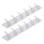 Set 2 x cuier autoadeziv cu 6 agatatori NEXTLY, pentru baie/hol/bucatarie, adeziv puternic, ajustabil, waterproof, transparent