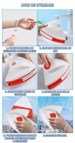 Stergator geam cu magnet NEXTLY, racleta, curata simultan ambele parti ale geamului, potrivit pentru sticla cu grosimea de 8-15mm, magnet foarte puternic, piese de schimb incluse, rosu - imagine 7