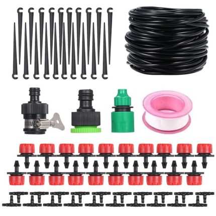 Sistem de irigare pentru gradina/plante/gazon/ghivece/sere/solare NEXTLY, 25m, 4 moduri de udare, rosu
