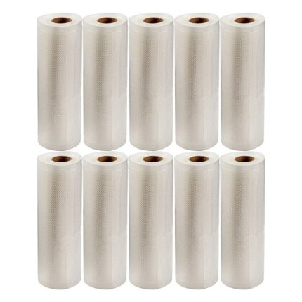Set 10 role pungi universale pentru vidat si sigilat alimente, NEXTLY, gofrate, lavabile, conservare optima, fructe, legume, carne, mancare, compatibilitate universala, rezistenta la inghet si caldura