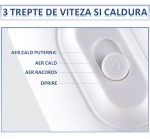 Perie cu uscator pentru caini/pisici 2 in 1 NEXTLY, 3 capete interschimbabile, 3 moduri de uscare, buton pentru indepartarea parului, zgomot redus, 600W, alb-albastru - imagine 9