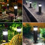 Set 4 lampi solare de exterior pentru gradina cu tarus, NEXTLY, iluminare ambientala, pentru decorarea gradinilor, curtilor, aleilor, lumina alba rece, 38x6 cm, patrate, negru - imagine 11