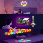 Set 12 lampi RGB hexagonale modulare de perete, NEXTLY, control prin aplicatie, telecomanda, moduri multiple, sincronizare muzicala, microfon, timer, luminozitate ajustabila - imagine 12