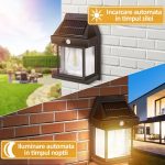 Set 10 x lampa solara de exterior cu bec NEXTLY, 3 moduri de functionare, senzori de miscare si lumina, stare de veghe, lumina calda, waterproof, negru - imagine 3