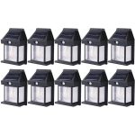 Set 10 x lampa solara de exterior cu bec NEXTLY, 3 moduri de functionare, senzori de miscare si lumina, stare de veghe, lumina calda, waterproof, negru
