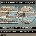 Set 10 x tapet autoadeziv 3D NEXTLY, design caramida. pentru perete sau tavan, waterproof, ajustabil, adeziv puternic, usor de montat, suprafata acoperire 5.3 mp, 70x77 cm, cod 61 - imagine 2