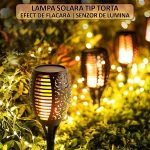 Set 4 x lampa solara de exterior tip torta cu efect de flacara NEXTLY, decorativa, senzor de lumina, waterproof, 58cm, negru - imagine 2