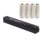 Set aparat de vidat si sigilat cu vacuum si 4 role pungi pentru vidat 500x15cm NEXTLY, pentru carne, legume, fructe, pastreaza prospetimea, negru - imagine 10