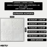 Set 75 x tapet autoadeziv 3D NEXTLY, pentru tavan/perete, waterproof, ajustabil, adeziv puternic, usor de montat, suprafata acoperire 9.18mp, 35x35 cm, alb, cod 73 - imagine 4