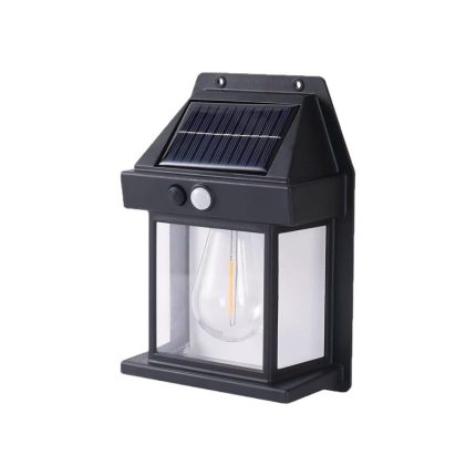 Lampa solara de exterior cu bec NEXTLY, 3 moduri de functionare, senzori de miscare si lumina, stare de veghe, lumina calda, waterproof, negru