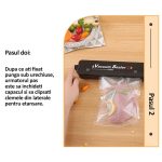 Set aparat de vidat si sigilat cu vacuum si 4 role pungi pentru vidat 500x15cm NEXTLY, pentru carne, legume, fructe, pastreaza prospetimea, negru - imagine 7