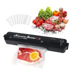 Set aparat de vidat si sigilat cu vacuum si 2 role pungi pentru vidat 500x20cm NEXTLY, pentru carne, legume, fructe, pastreaza prospetimea, negru - imagine 2