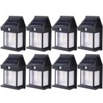 Set 8 x lampa solara de exterior cu bec NEXTLY, 3 moduri de functionare, senzori de miscare si lumina, stare de veghe, lumina calda, waterproof, negru