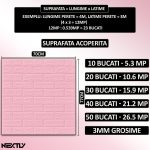 Set 20 x tapet autoadeziv 3D NEXTLY, pentru tavan/perete, design caramida, waterproof, ajustabil, adeziv puternic, usor de montat, suprafata acoperire 10.6MP, 70x77 cm, roz, cod 3 - imagine 6