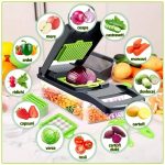 Razatoare multifunctionala pentru legume si fructe NEXTLY, lame interschimbabile pentru feliere, tocare, razuire, macinare, separator de oua, lame din otel inoxidabil, gri - imagine 3