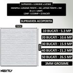 Set 10 x tapet autoadeziv 3D NEXTLY, pentru tavan/perete, design caramida, waterproof, ajustabil, adeziv puternic, usor de montat, suprafata acoperire 5.3MP, 70x77 cm, alb, cod 1 - imagine 6
