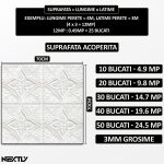 Set 100 x tapet autoadeziv 3D NEXTLY, pentru perete sau tavan, waterproof, ajustabil, adeziv puternic, usor de montat, suprafata acoperire 49 mp, 70x70 cm, design modern, alb, cod 11 - imagine 6