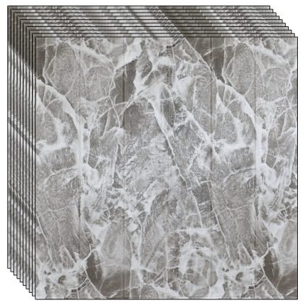 Set 10 x tapet autoadeziv 3D NEXTLY, pentru tavan/perete, design tip marmura, waterproof, ajustabil, adeziv puternic, usor de montat, suprafata acoperire 4.9MP, 70x70 cm, argintiu-alb, cod 70
