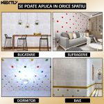 Set 50 x tapet autoadeziv 3D NEXTLY, pentru perete sau tavan, waterproof, ajustabil, adeziv puternic, usor de montat, suprafata acoperire 26.5 mp, 70x77 cm, design modern, galben-alb, cod 59 - imagine 5