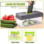 Razatoare multifunctionala pentru legume si fructe NEXTLY, lame interschimbabile pentru feliere, tocare, razuire, macinare, separator de oua, lame din otel inoxidabil, gri - imagine 8