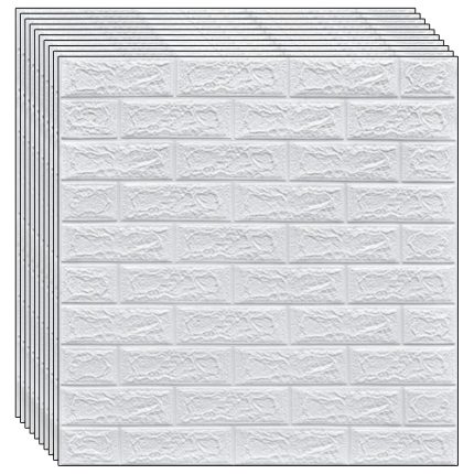Set 10 x tapet autoadeziv 3D NEXTLY, pentru tavan/perete, design caramida, waterproof, ajustabil, adeziv puternic, usor de montat, suprafata acoperire 5.3MP, 70x77 cm, alb, cod 1