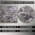 Set 10 x tapet autoadeziv 3D NEXTLY, pentru perete sau tavan, waterproof, ajustabil, adeziv puternic, usor de montat, suprafata acoperire 5.3 mp, 70x77 cm, design caramida, gri-negru, cod 60 - imagine 2