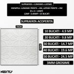 Set 10 x tapet autoadeziv 3D NEXTLY, pentru perete sau tavan, waterproof, ajustabil, adeziv puternic, usor de montat, suprafata acoperire 4.9 mp, 70x70 cm, design modern, alb, cod 13 - imagine 6