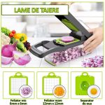 Razatoare multifunctionala pentru legume si fructe NEXTLY, lame interschimbabile pentru feliere, tocare, razuire, macinare, separator de oua, lame din otel inoxidabil, gri - imagine 6