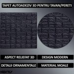 Set 40 x tapet autoadeziv 3D NEXTLY, pentru tavan/perete, design caramida, waterproof, ajustabil, adeziv puternic, usor de montat, suprafata acoperire 21.2MP, 70x77 cm, negru, cod 5 - imagine 2