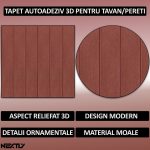 Set 10 x tapet autoadeziv 3D NEXTLY, design lemn/parchet, pentru perete sau tavan, waterproof, ajustabil, adeziv puternic, usor de montat, suprafata acoperire 4.9 mp, 70x70 cm, cod 84 - imagine 2