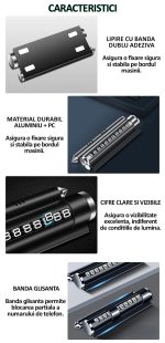 Suport numar de telefon pentru parcare auto multifunctional B NEXTLY, odorizant auto, suport telefon, banda glisanta pentru ascundere numar, rezistent la temperaturi ridicate/scazute, lipire cu banda - imagine 6