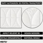 Set 30 x tapet autoadeziv 3D NEXTLY, design modern, floral, pentru perete sau tavan, waterproof, ajustabil, adeziv puternic, usor de montat, suprafata acoperire 14.7 mp, 70x70 cm, cod 83 - imagine 2