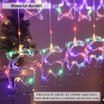 Instalatie de Craciun tip perdea NEXTLY, interconectabila, lumini LED RGB, 8 jocuri de lumini, 3 metri latime, pentru interior/usa/geam/perete, telecomanda pe fir, conectare la priza, stele si reni, m - imagine 6