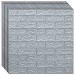 Set 30 x tapet autoadeziv 3D NEXTLY, pentru tavan/perete, design caramida, waterproof, ajustabil, adeziv puternic, usor de montat, suprafata acoperire 15.9MP, 70x77 cm, silver, cod 2