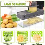 Razatoare multifunctionala pentru legume si fructe NEXTLY, lame interschimbabile pentru feliere, tocare, razuire, macinare, separator de oua, lame din otel inoxidabil, gri - imagine 7