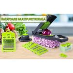 Razatoare multifunctionala pentru legume si fructe NEXTLY, lame interschimbabile pentru feliere, tocare, razuire, macinare, separator de oua, lame din otel inoxidabil, gri - imagine 2