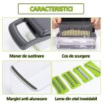 Razatoare multifunctionala pentru legume si fructe NEXTLY, lame interschimbabile pentru feliere, tocare, razuire, macinare, separator de oua, lame din otel inoxidabil, gri - imagine 4