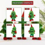 Jucarie interactiva de plus NEXTLY, brad dansator, imita sunete/repeta ceea ce spui, vorbeste, canta melodii de Craciun, luminite LED, 42x25cm, functionare pe baterii, multicolor - imagine 8