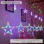 Instalatie de Craciun tip perdea NEXTLY, interconectabila, lumini LED RGB, 8 jocuri de lumini, 3 metri latime, pentru interior/usa/geam/perete, telecomanda pe fir, conectare la priza, stele mici si ma - imagine 4