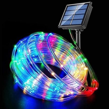 Instalatie de Craciun tip furtun cu incarcare solara NEXTLY, flexibila, leduri RGB multicolor, pentru exterior si interior, 8 moduri de iluminare, IP44, 10 m