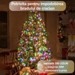 Instalatie de craciun LED, NEXTLY, pentru interior si exterior, lumina multicolora, 300 leduri, 20m lungime, tip sir, flexibila, 8 jocuri de lumina, rezistenta la apa si inghet, pentru brad, casa, pom - imagine 4