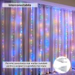 Instalatie de Craciun tip perdea NEXTLY, interconectabila, lumini LED RGB, 8 jocuri de lumini, pentru interior/usa/geam/perete, telecomanda pe fir, conectare la priza, 3x2m, 151-14, multicolora - imagine 5