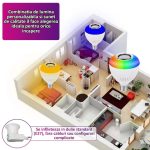 Bec LED cu difuzor incorporat NEXTLY, boxa cu bluetooth, iluminare 12 culori RGB si alb, control din telecomanda, 12W, stecher cu fasung E27 inclus, alb - imagine 8