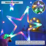 Instalatie de Craciun tip perdea NEXTLY, interconectabila, lumini LED RGB, 8 jocuri de lumini, 3 metri latime, pentru interior/usa/geam/perete, telecomanda pe fir, conectare la priza, stele mici si ma - imagine 6